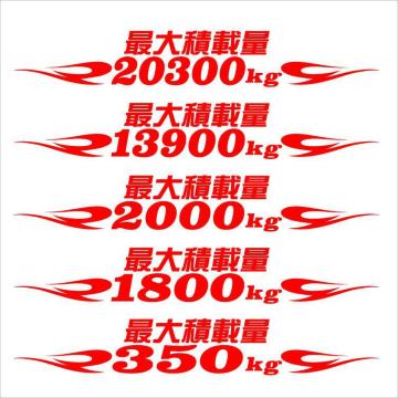 ピンスト 最大積載量ステッカー 25センチ 赤 b