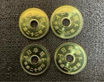 ミントセット出し 5円黄銅貨  平成22年、23年、24年、25年
