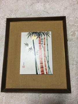 陶板の 絵 竹林?