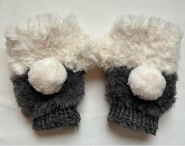 ハンドメイド ハンドウォーマー ふわふわモコモコ ポンポン ウール100%