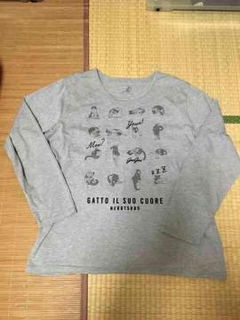 nekotsubo・ネコキャラクター柄長袖Tシャツ。4L