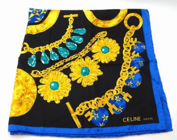 CELINE �Z���[�k �S�[���h�`�F�[�� �V���N �X�J�[�t �}���`�J���[��USED���y���������z