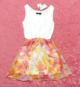 コナブルー*フレアワンピ*シフォン花柄*タグ付き新品