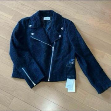 FRAY I.D 総レース ライダースジャケット ダブルライダース 裏地付 黒