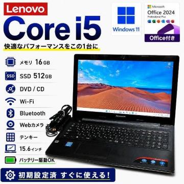 Lenovo Corei5 ������16GB SSD512GB Web�J���� DVD Windows11 Office �m�[�gPC
