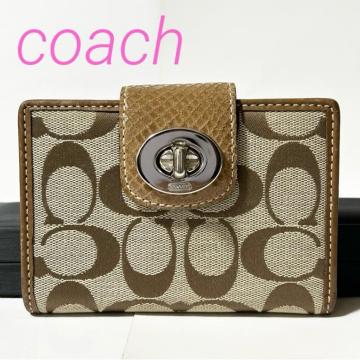 COACH �R�[�` �V�O�l�`���[ ��܂� �^�[�����b�N ���z �L�����o�X ���U�[ �x�[�W�� �u���E��
