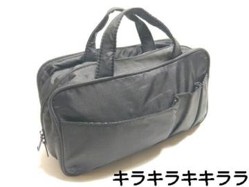●大容量★仕切りポケットたくさん凶ブラシも収納可能・便利なコスメポーチ(ミニバッグ型)<ブラック>