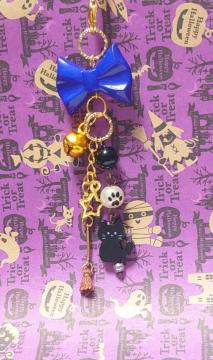 ハンドメイド♪ハロウィン100円チャーム★ストラップ・プラリボン★E