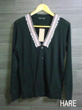 □HARE/ハレ シシュウテープ カーディガン/メンズ/ブラック・S☆新品