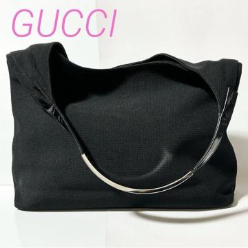 GUCCI 001�E3297�E002058 �����V�����_�[�o�b�O �V�����_�[�o�b�O �L�����o�X ���U�[ �u���b�N