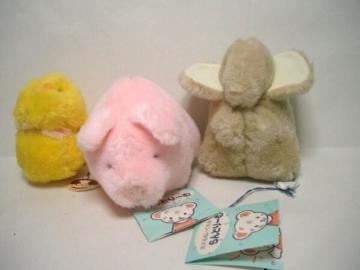 未使用タグ付き三英ぬいぐるみ3ケ◆洗えるぬいぐるみ<ぶた/ぞう>&ぬいぐるみ<ひよこ>A