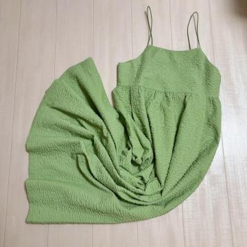 ◆Alley by w closet/アリー◆ふくれジャガードキャミドレス★グリーンF*美品♪