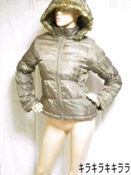 《New》美ライン★2way・シャーリング*中綿ダウンジャケット<ブラウンM>