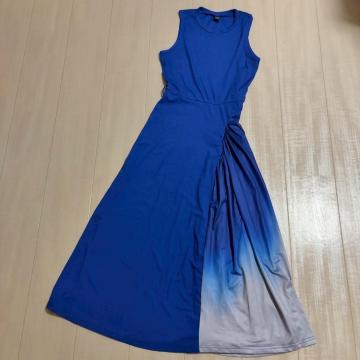 ◆SHEIN/シーイン◆サイドデザインロングドレス★ブルーS*1回着用のみ♪