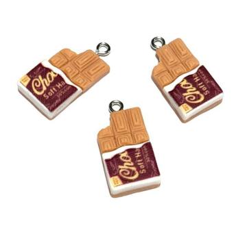 085 食べかけのチョコレートのチャーム 3個 キャラメル色 おやつ お菓子 スイーツ◯