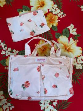 レストローズ☆bag in bag☆可愛いピンクバラ柄☆ポーチ付