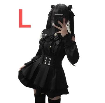 ゴシック ロリータ系 レディース 上下セット ブラック フリル セットアップ 地雷系 コスプレ 量産系