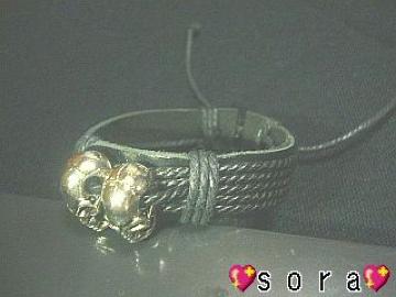 5連風♪レザー スカル ブレスレット