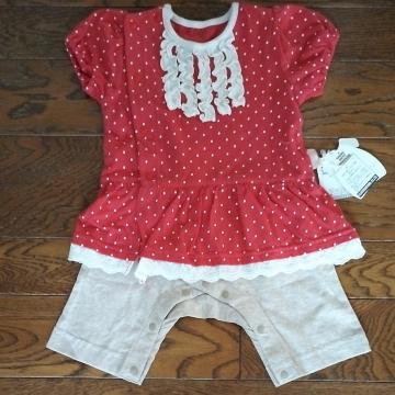 70サイズ 半袖長パンツ ロンパース 新品 ドット