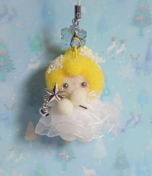 ハンドメイド♪ポンポンマスコット『雪の妖精さん』イエロー