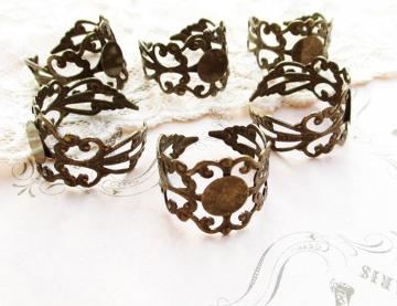 透かし貼り付けリング2個金古美