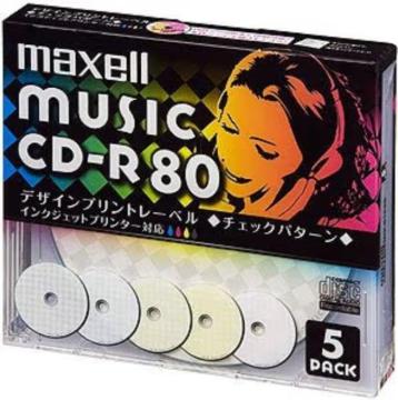 maxell 音楽用 CD-R 80分 インクジェットプリンタ対応デザインプリントワイド印刷) 5枚 5mmケース入
