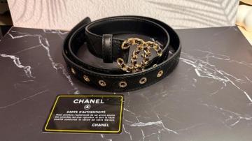 CHANEL �V���l�� �R�R�}�[�N �`�F�[���x���g �u���b�N �S�[���h ���f�B�[�X