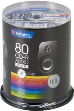 Verbatim バーベイタム 音楽用 CD-R 80分 100枚 ホワイトプリンタブル 48倍速
