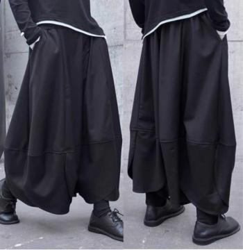 ガウチョパンツ  ワイドパンツ クロップドパンツ  9分丈 ブラック 大きいサイズ