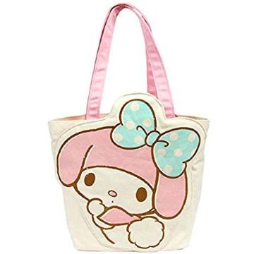 【マイメロディ】可愛い♪学校.お出掛に ぷっくりポケット巾着式トートバッグ