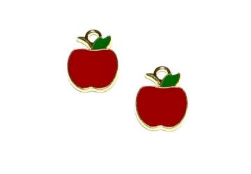 523 赤い林檎のチャーム 2個 りんご 果物 フルーツ エナメルパーツ◯