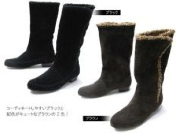 《New》ボヘミアン★Away・美脚*ボア*ロングブーツ<ブラックM>