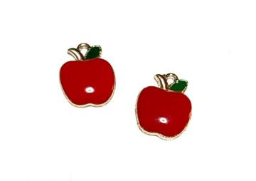 529 ぷっくり林檎金属チャーム 2個 リンゴ りんご エナメルパーツ◯