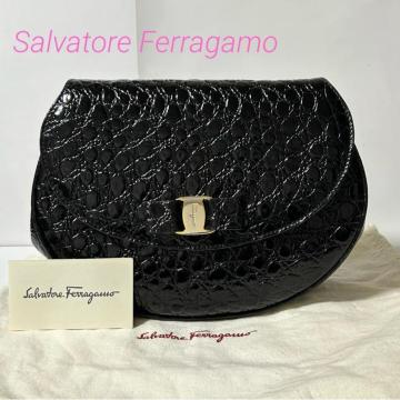 Salvatore Ferragamo �t�F���K�� ���@�����{�� �N���R�_�C�� �^���� ���U�[ �V�����_�[�o�b�O �u���b�N G����