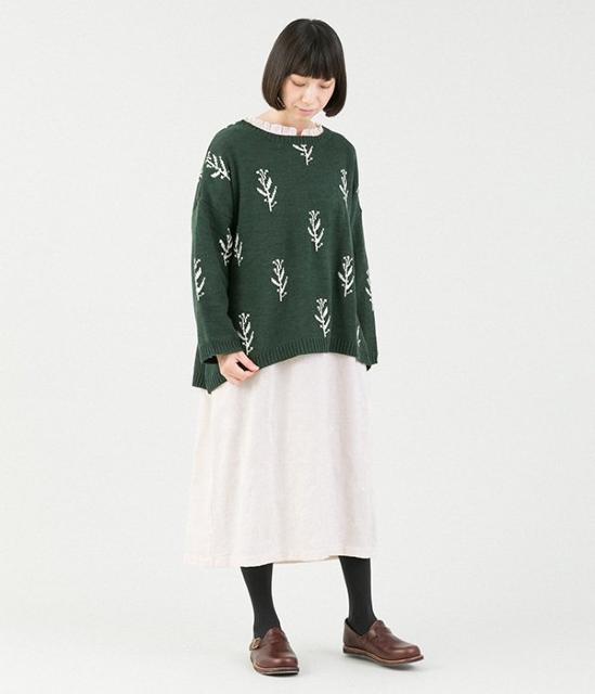 *Lupilien*草花柄 ジャガードニットpo 新品 Dグリーン < 女性ファッション *Lupilien*草花柄 ジャガードニットpo 新品 Dグリーン < 女性ファッションの