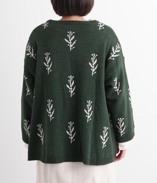 *Lupilien*草花柄 ジャガードニットpo 新品 Dグリーン < 女性ファッション *Lupilien*草花柄 ジャガードニットpo 新品 Dグリーン < 女性ファッションの