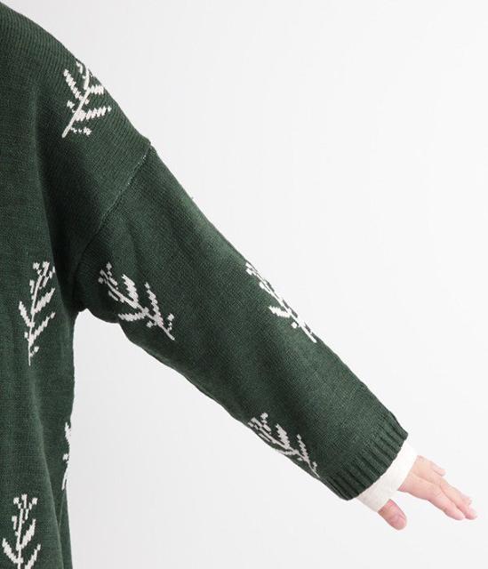*Lupilien*草花柄 ジャガードニットpo 新品 Dグリーン < 女性ファッション *Lupilien*草花柄 ジャガードニットpo 新品 Dグリーン < 女性ファッションの
