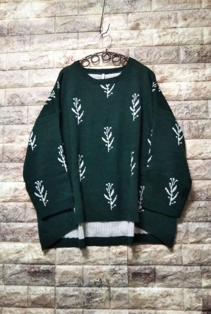 *Lupilien*草花柄 ジャガードニットpo 新品 Dグリーン < 女性ファッション *Lupilien*草花柄 ジャガードニットpo 新品 Dグリーン < 女性ファッションの