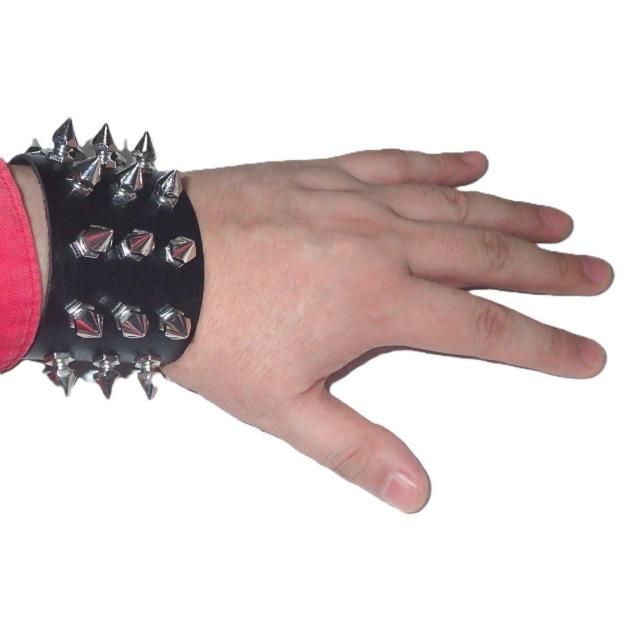 スタッズ 鋲 トゲトゲ 3列 レザーブレスレット ブレスレット アクセサリー バングル リストバンド ロック パンク 黒色 B < 男性アクセサリー/時計  スタッズ 鋲 トゲトゲ 3列 レザーブレスレット ブレスレット アクセサリー バングル リストバンド ロック パンク 黒色 B  < 男性アクセサリー/時計の