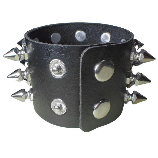 スタッズ 鋲 トゲトゲ 3列 レザーブレスレット ブレスレット アクセサリー バングル リストバンド ロック パンク 黒色 B < 男性アクセサリー/時計  スタッズ 鋲 トゲトゲ 3列 レザーブレスレット ブレスレット アクセサリー バングル リストバンド ロック パンク 黒色 B < 男性アクセサリー/時計の