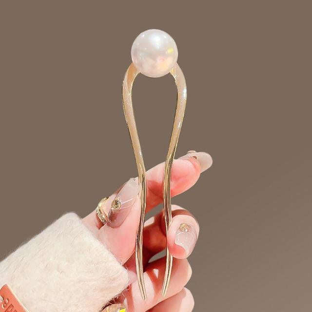 華やかパールかんざし U字型 夏祭り 浴衣 綺麗め 大粒ハ < 女性アクセサリー/時計  華やかパールかんざし U字型 夏祭り 浴衣 綺麗め 大粒ハ < 女性アクセサリー/時計の