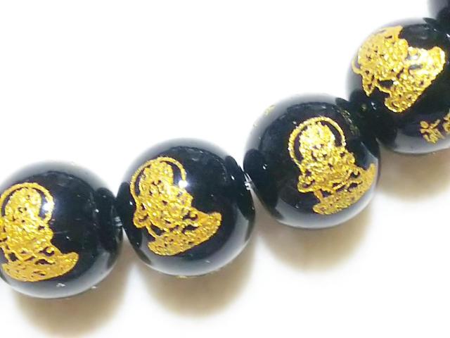 天然石★オニキス 勢至菩薩(金彫り)10mm 半連 < 女性アクセサリー/時計 天然石★オニキス 勢至菩薩(金彫り)10mm 半連 < 女性アクセサリー/時計の