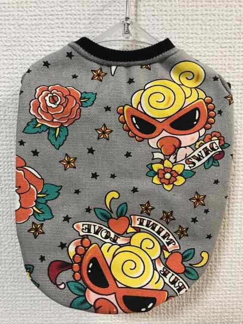 ★ハンドメイド ヒスミニ シャツ バラ柄 グレー ボーダー 犬服 S < ペット/手芸/園芸  ★ハンドメイド ヒスミニ シャツ バラ柄 グレー ボーダー 犬服 S  < ペット/手芸/園芸の