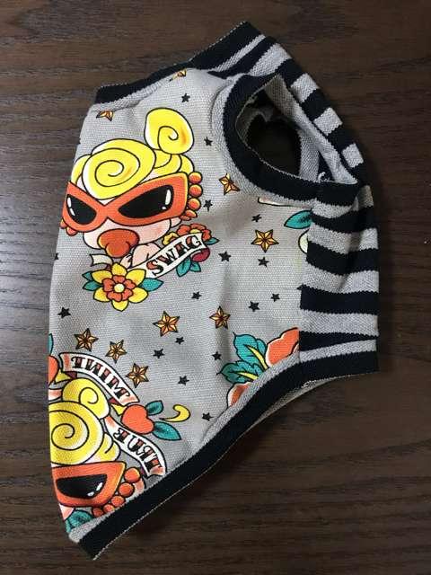 ★ハンドメイド ヒスミニ シャツ バラ柄 グレー ボーダー 犬服 S < ペット/手芸/園芸  ★ハンドメイド ヒスミニ シャツ バラ柄 グレー ボーダー 犬服 S < ペット/手芸/園芸の