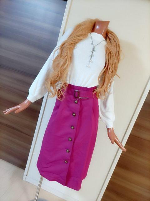 新品★ホワイトニット×パープルピンクスカートワンピ★フリー★ < 女性ファッション  新品★ホワイトニット×パープルピンクスカートワンピ★フリー★  < 女性ファッションの