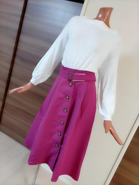 新品★ホワイトニット×パープルピンクスカートワンピ★フリー★ < 女性ファッション  新品★ホワイトニット×パープルピンクスカートワンピ★フリー★ < 女性ファッションの