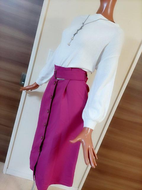 新品★ホワイトニット×パープルピンクスカートワンピ★フリー★ < 女性ファッション  新品★ホワイトニット×パープルピンクスカートワンピ★フリー★ < 女性ファッションの