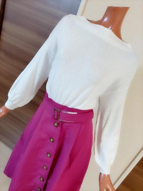 新品★ホワイトニット×パープルピンクスカートワンピ★フリー★ < 女性ファッション  新品★ホワイトニット×パープルピンクスカートワンピ★フリー★ < 女性ファッションの