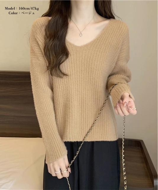 送料無料 新品 ニットトップス レディース Vネック < 女性ファッション  送料無料 新品 ニットトップス レディース Vネック < 女性ファッションの