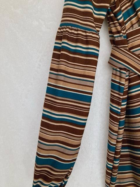 2way Vネック 長袖 ボーダー ラップ ワンピース ショコラカラー F N2m < 女性ファッション  2way Vネック 長袖 ボーダー ラップ ワンピース ショコラカラー F N2m < 女性ファッションの